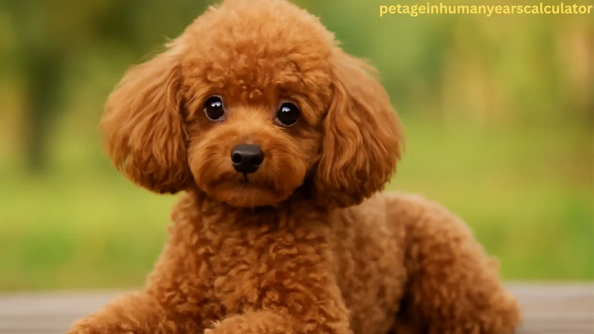 Toy Poodle dog standing confidently with curly coat, small size, friendly expression and elegant posture