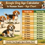 Beagle age chart showing Beagle years converted to human years by life stage