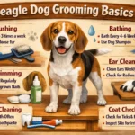 Beagle being brushed as part of a grooming routine to reduce shedding and keep the coat healthy