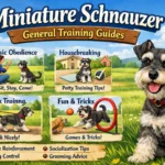 Miniature Schnauzer learning obedience training at home with a focused owner