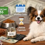 Papillon dog cost guide covering puppy price, adoption fees, breeder prices, monthly expenses, and lifetime ownership costs