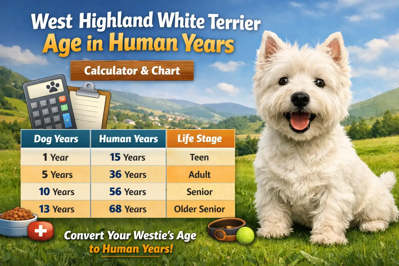 West Highland White Terrier Age in Human Years Chart