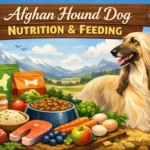 Adult Afghan Hound standing outdoors with a healthy, shiny coat