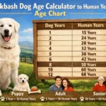 Adult Akbash dog standing outdoors, illustrating breed size and lifespan reference