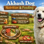 Akbash-Dog dog eating a balanced meal from a bowl