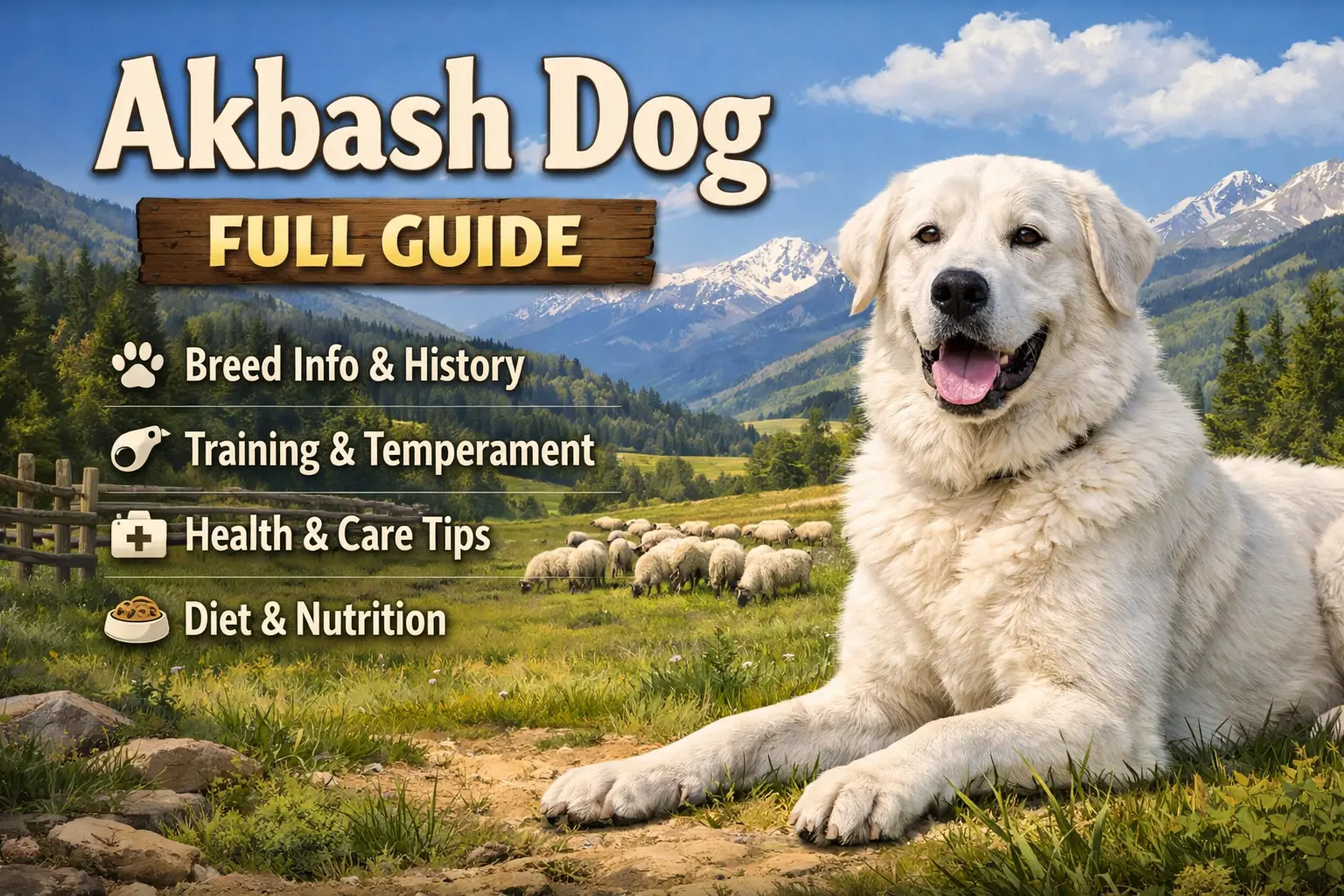 Akbash-Dog standing in a yard showing muscular build and distinctive ridge along its back