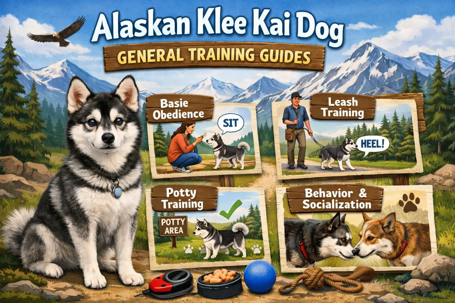 Learn Alaskan Klee Kai training tips for puppies and adults, including obedience, leash training, barking, stubbornness, and common behavior problems.