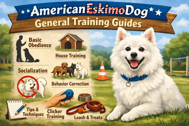 American Eskimo dog participating in obedience training, showing alert expression and intelligence