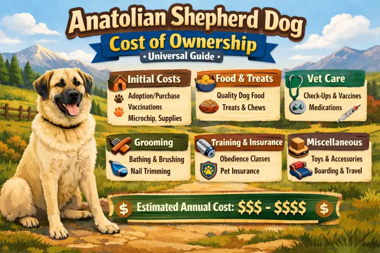 Anatolian Shepherd Dog cost of ownership guide covering food, vet care, grooming, and expenses