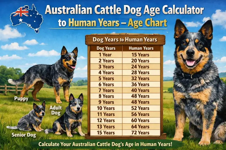 Australian Cattle Dog age chart showing life stages from puppy to senior years