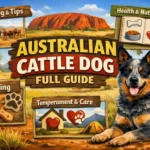 Australian Cattle Dog with blue and red speckled coat, compact athletic build, alert expression, and strong working dog posture