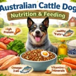 Australian Cattle Dog eating a balanced meal for healthy nutrition, energy, and weight control