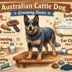 Australian Cattle Dog being brushed to manage shedding and maintain its short double coat