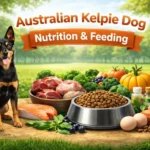 Australian Kelpie dog eating from a bowl after exercise, highlighting high-energy nutrition needs
