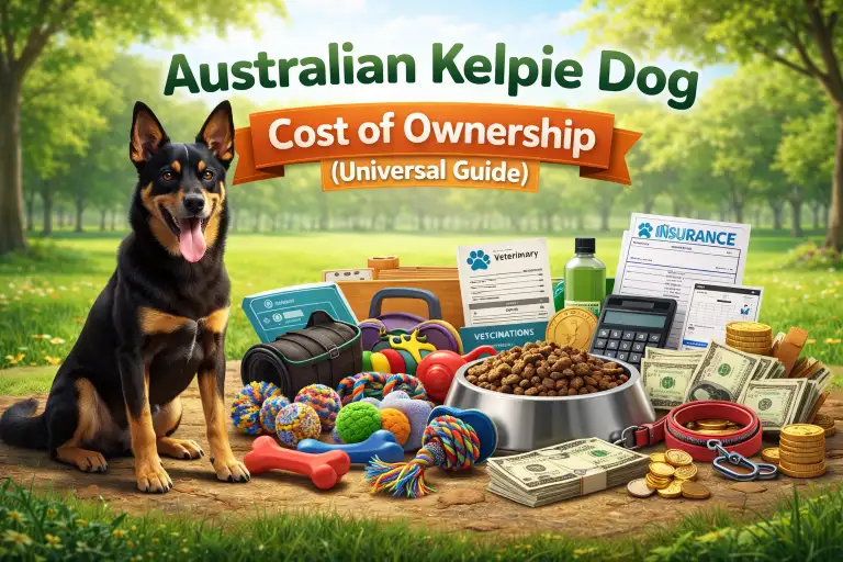Australian Kelpie dog resting at home, representing long-term care and ownership expenses