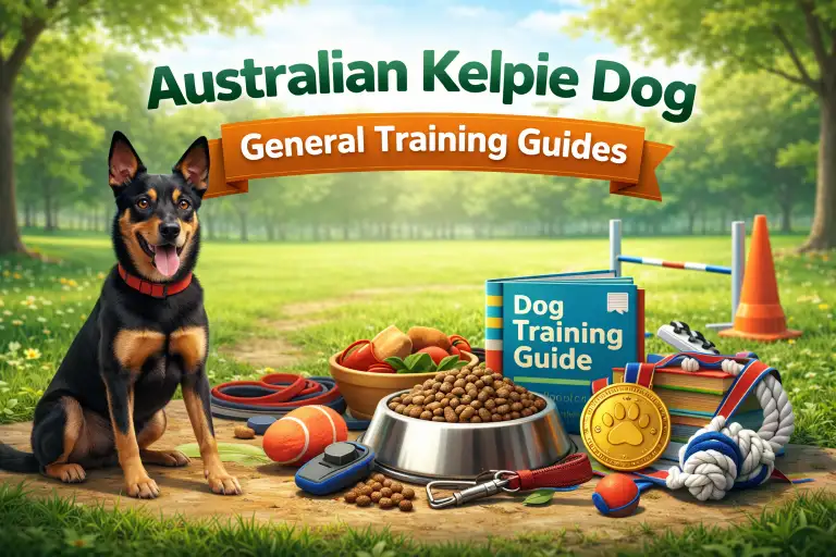 Australian Kelpie dog engaged in active training, demonstrating intelligence and working-dog focus