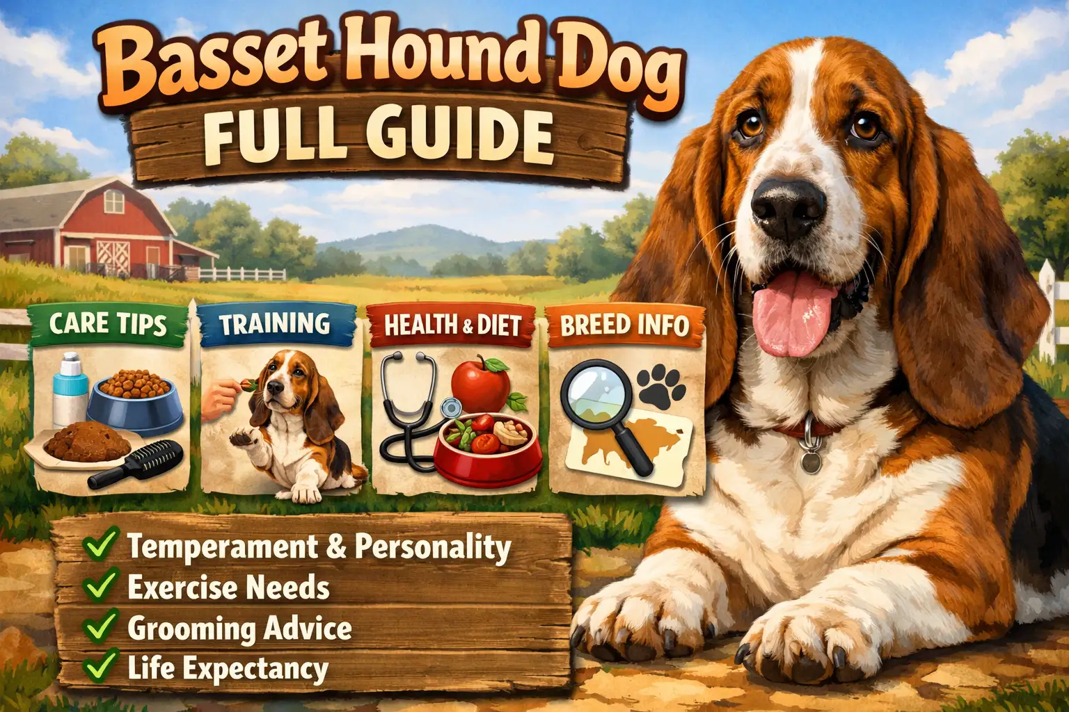 Basset Hound dog standing outdoors showing typical breed appearance temperament and personality traits