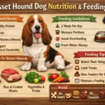 Basset Hound feeding chart showing recommended food portions, calorie intake, feeding schedule, and diet guidelines by age and weight
