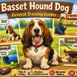 Basset Hound learning obedience training commands with owner