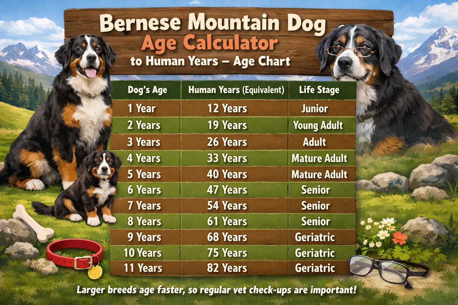 Bernese Mountain Dog Age Calculator