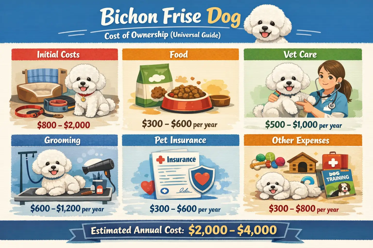 Bichon Frise Cost of Ownership: Monthly, Yearly, and Lifetime Expenses