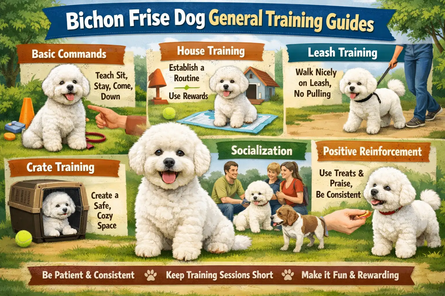 Bichon Frise learning basic training commands at home with positive reinforcement