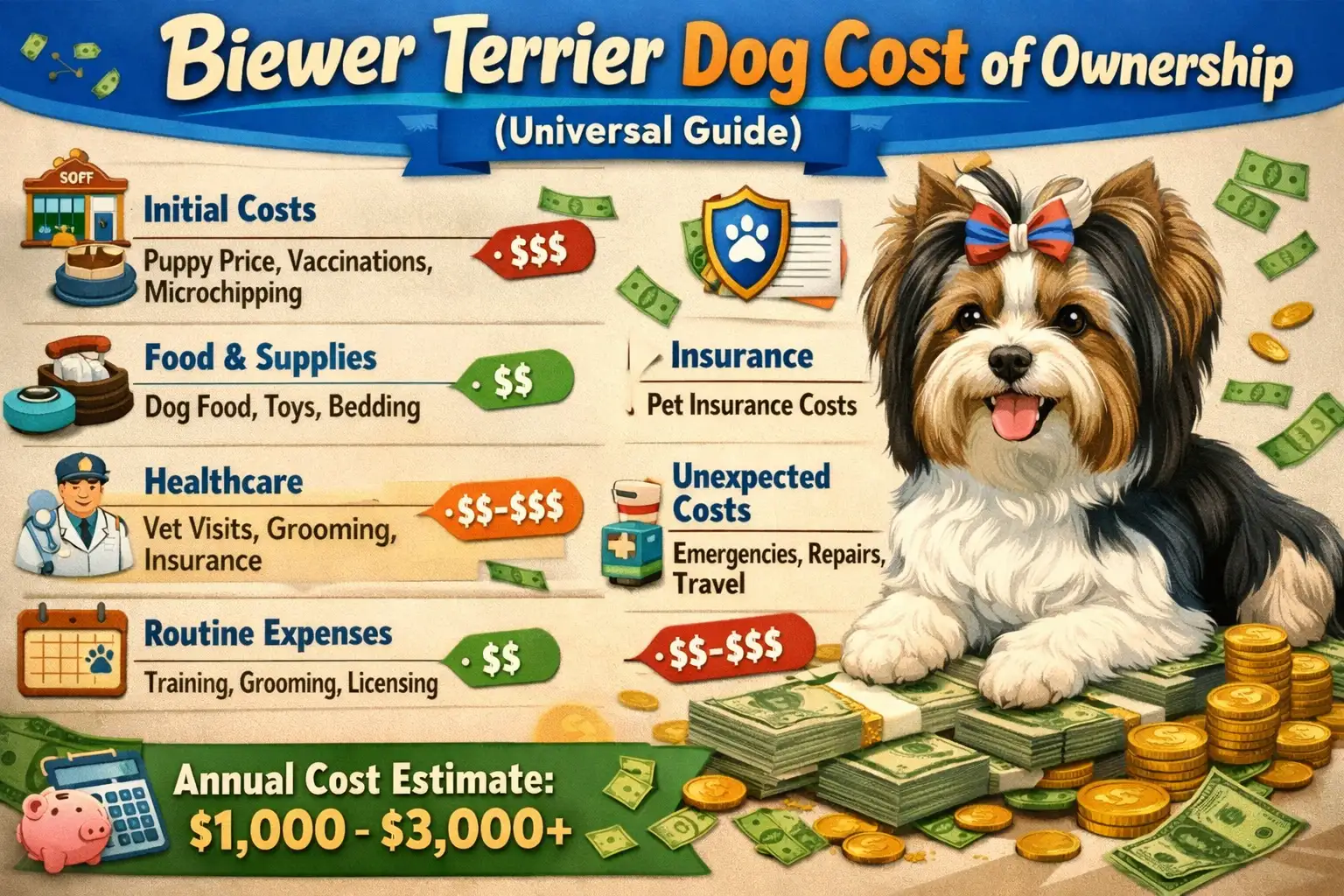 Biewer Terrier Cost of Ownership: Puppy Price, Monthly Costs & Lifetime Expenses