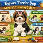 Biewer Terrier practicing basic obedience training with owner in a calm home setting