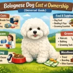 Bolognese dog cost breakdown including puppy price, monthly expenses, grooming costs, vet bills, and lifetime ownership costs