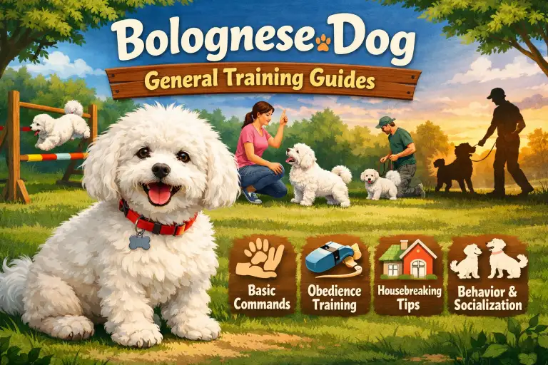 Bolognese dog practicing obedience training with positive reinforcement