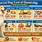 Borzoi dog ownership costs including feeding, grooming, and healthcare