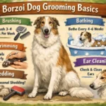 Grooming a Borzoi dog coat with brushing and hygiene care