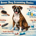 Boxer dog being brushed to control shedding and maintain a healthy short coat.