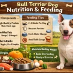 Bull Terrier dog enjoying a healthy meal with proper nutrition