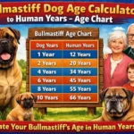 Bullmastiff age calculator showing how Bullmastiff dog years convert to human years at different life stages