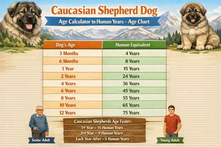 Mature Caucasian Shepherd Dog showing full size, heavy bone structure, and dense fur