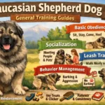 Caucasian Shepherd Dog responding to its handler during structured training outdoors