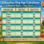 Chihuahua age chart showing Chihuahua years converted to human years from puppy to senior life stages
