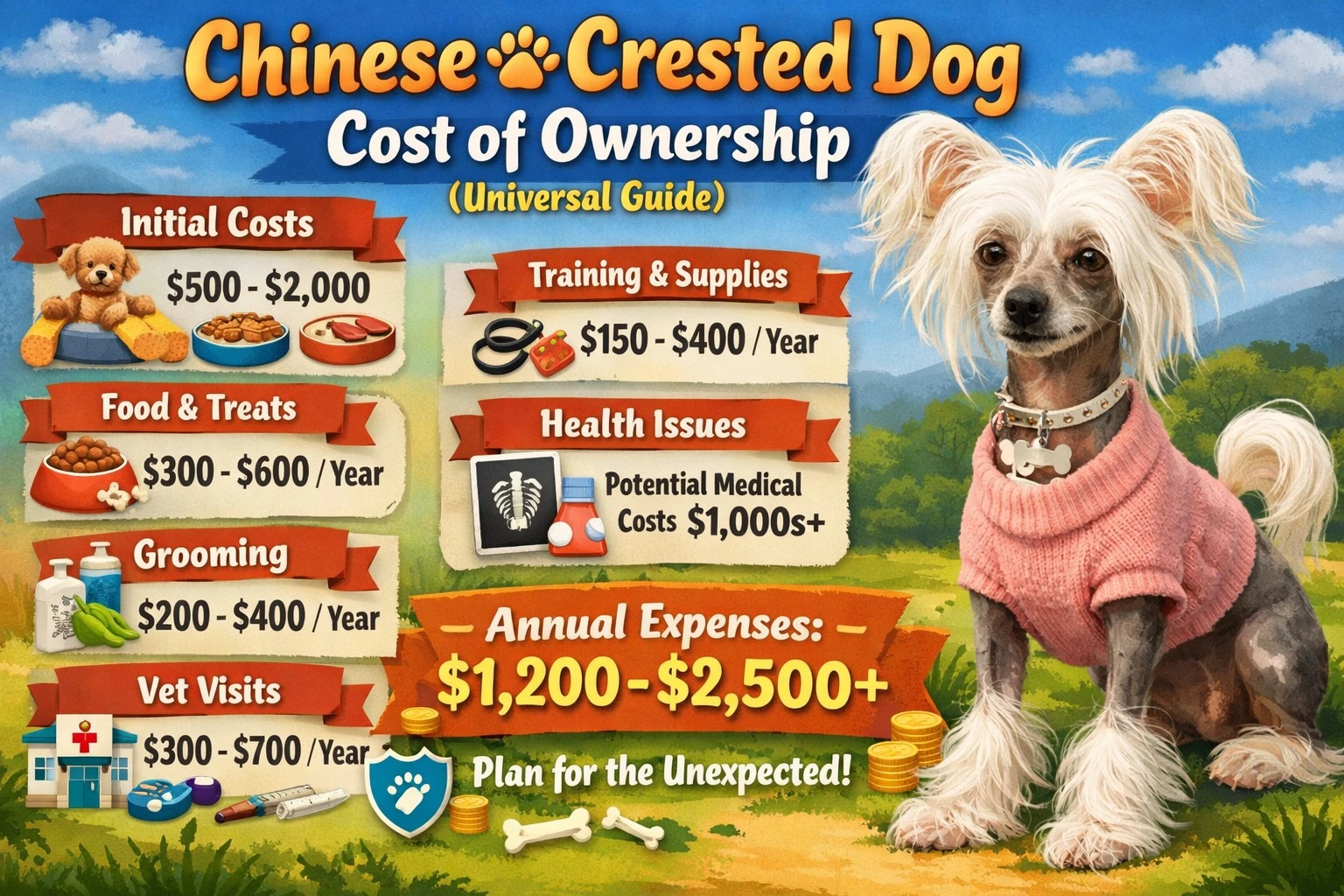 Chinese Crested Dog Cost: Price, First-Year, Monthly, and Lifetime Expenses