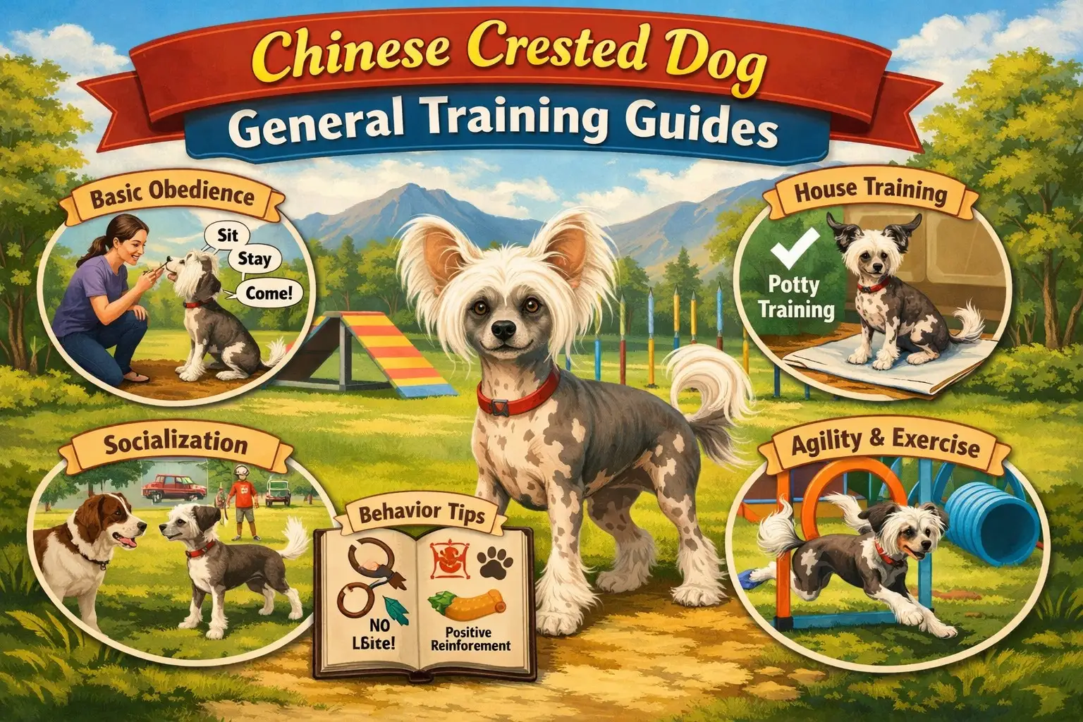 Chinese Crested dog training session showing a calm small dog learning obedience indoors