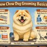 Chow Chow being groomed, showing thick double coat and brushing routine