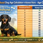 Dachshund age chart showing Dachshund years to human years by life stage
