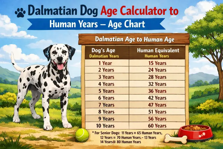 Dalmatian Dog Age Calculator to Human Years Age Chart