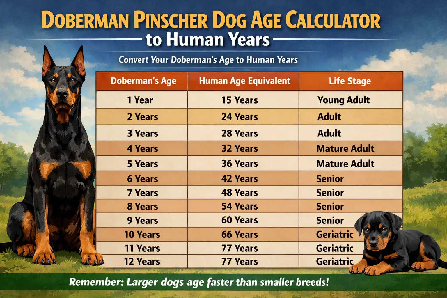 Doberman Age in Human Years Chart