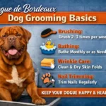 Dogue de Bordeaux dog receiving grooming care focused on coat, wrinkles, and facial folds