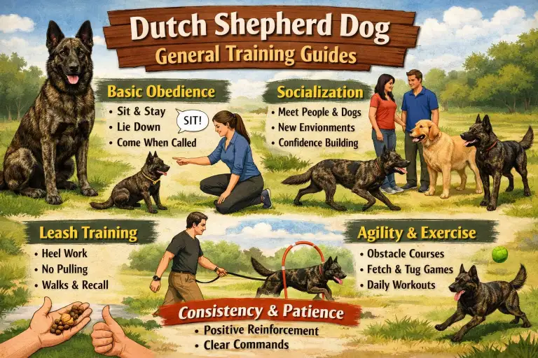 Dutch Shepherd dog practicing commands with handler, demonstrating intelligence, focus, and working-dog drive