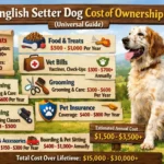 Adult English Setter standing in a yard showing size, coat, and posture for cost and care reference