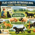 Adult Flat-Coated Retriever practicing obedience and focus during a training session