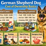 German Shepherd dog sitting in a green field, with a focus on their large size, healthy coat, and loyal expression, representing the true cost of owning a German Shepherd.