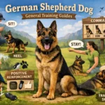 A German Shepherd dog sitting on command during training, showing their intelligent and eager-to-learn temperament.